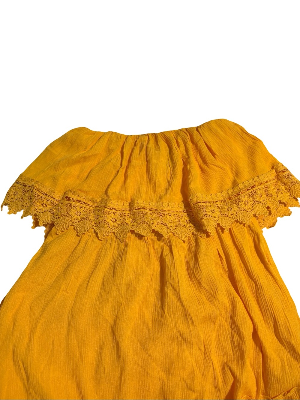 Forever 21 Yellow Boho Off Shoulder Crochet Lace Maxi Dress - Picture 8 of 13